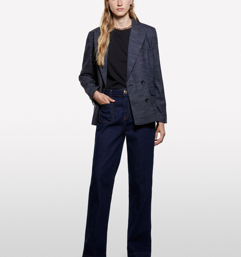 Μπλέιζερ μπλε σκούρο από φανέλα - μπλέιζερ γυναικεία - Σκουρο Μπλε | Sisley image number 1